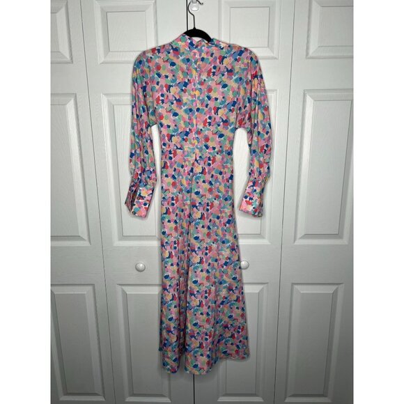 Paloma Blue Bronte Rainbow Printed Crepe Midi Dress Women's Size Small S - Picture 12 of 12